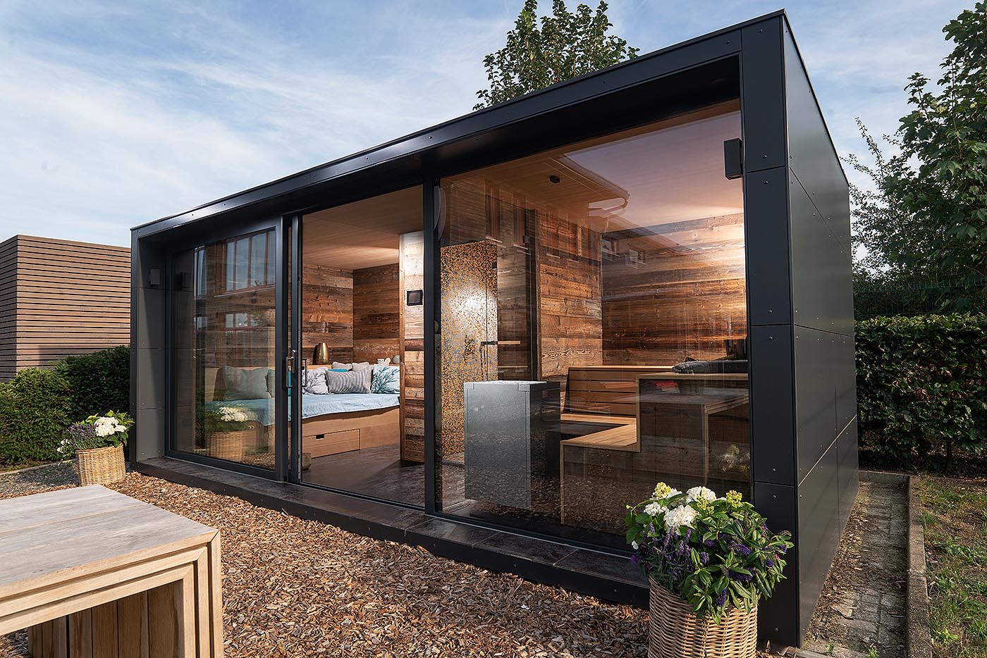 corso | bei Osnabrück 1 Außensauna CHALET in der Sauna Ausstellung in Bramsche