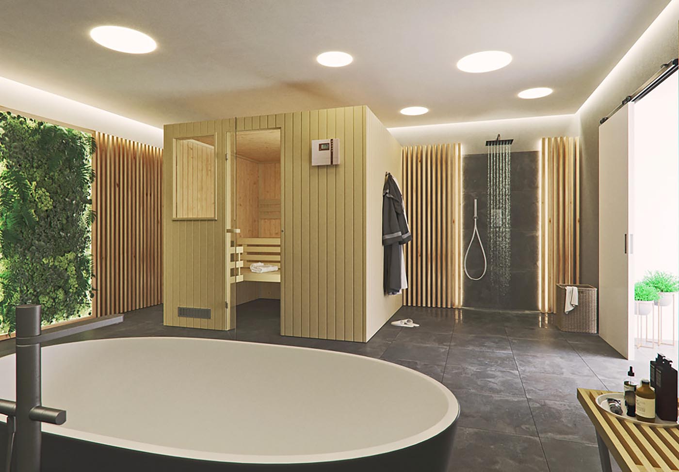 Saunaholz: Fichte senkrecht mit gerundeter Kante 95 Sauna zuhause Fichte klassisch corso 3 | corso saunamanufaktur