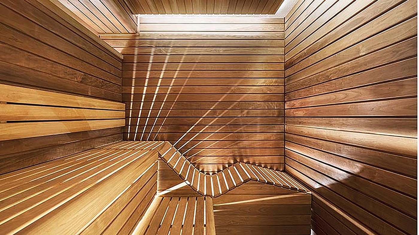 Design Sauna 15 Design Sauna mit integrierter ergonomischer Saunaliege. Indirekte LED Beleuchtung.