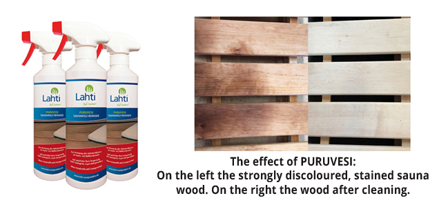 How to clean a sauna? 3 sauna cleaning product puruvesi: special cleaning for sauna wood
