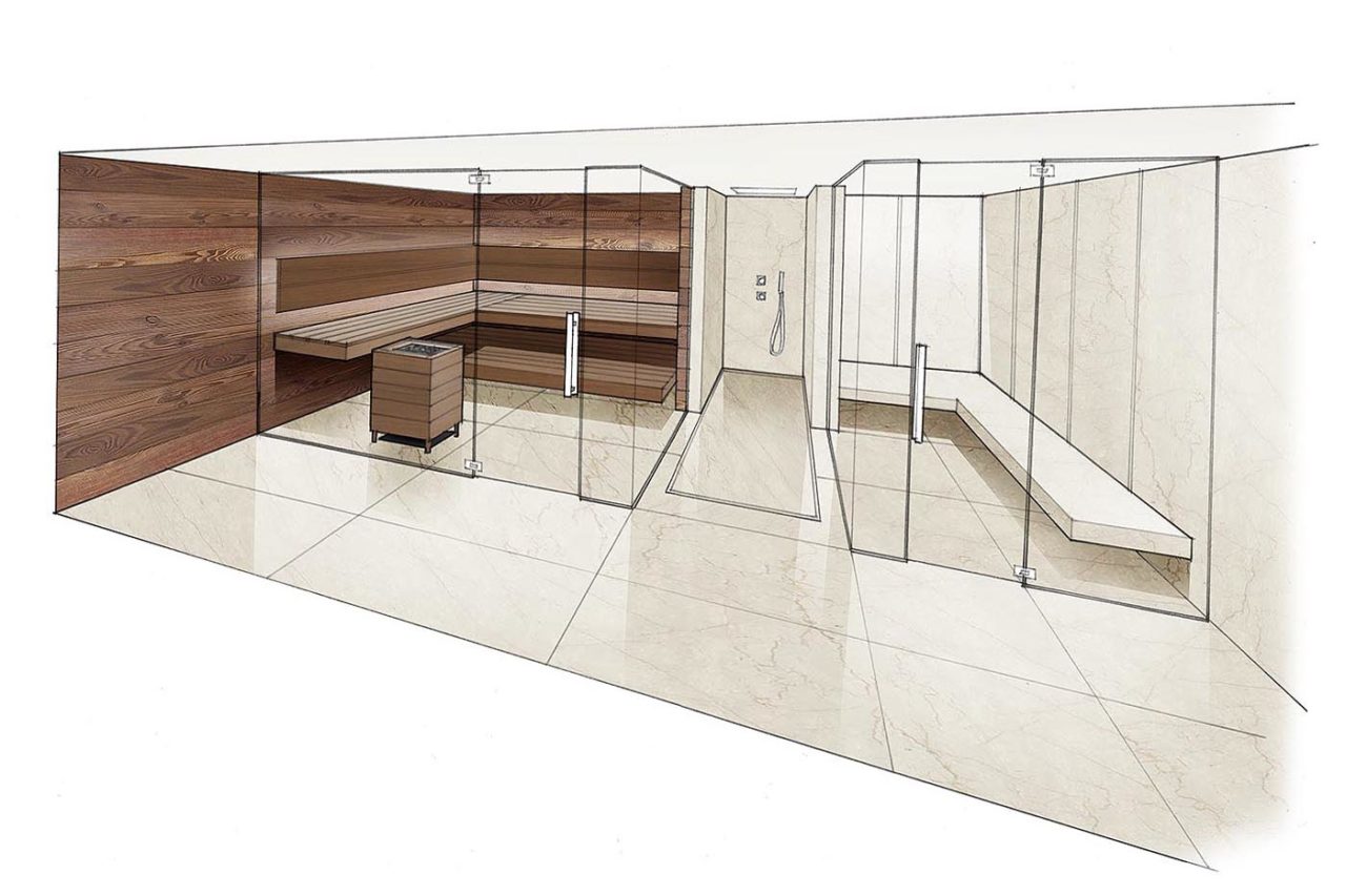 DAMPFBAD Hamam 3 Sauna Planung Zeichnung corso sauna manufaktur 1 | corso saunamanufaktur