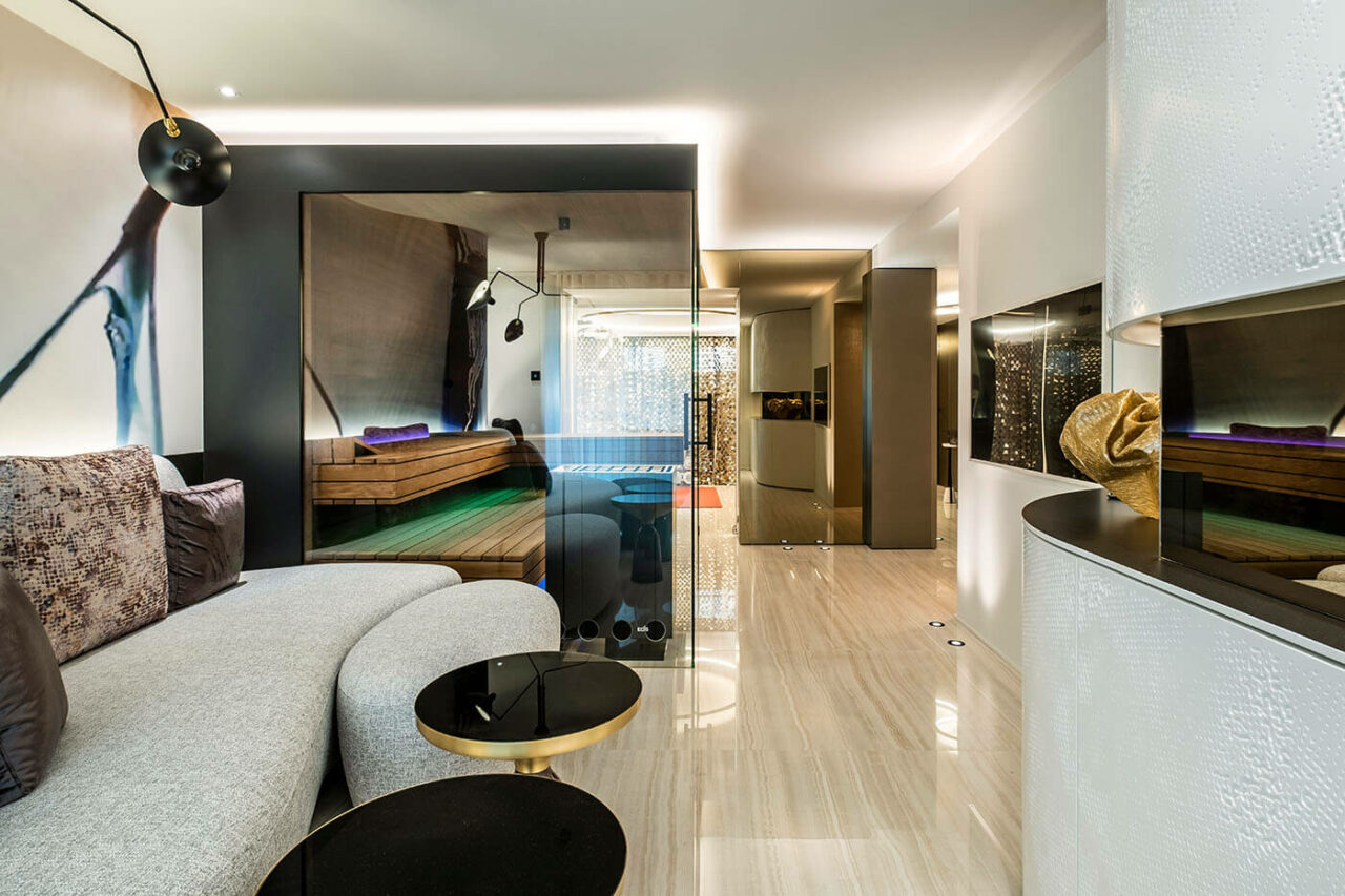 Verglaste Sauna in Eiche 154 Sauna Eiche mit Glasfront und Bänken in Thermo-Espe plus Infrarotstrahler