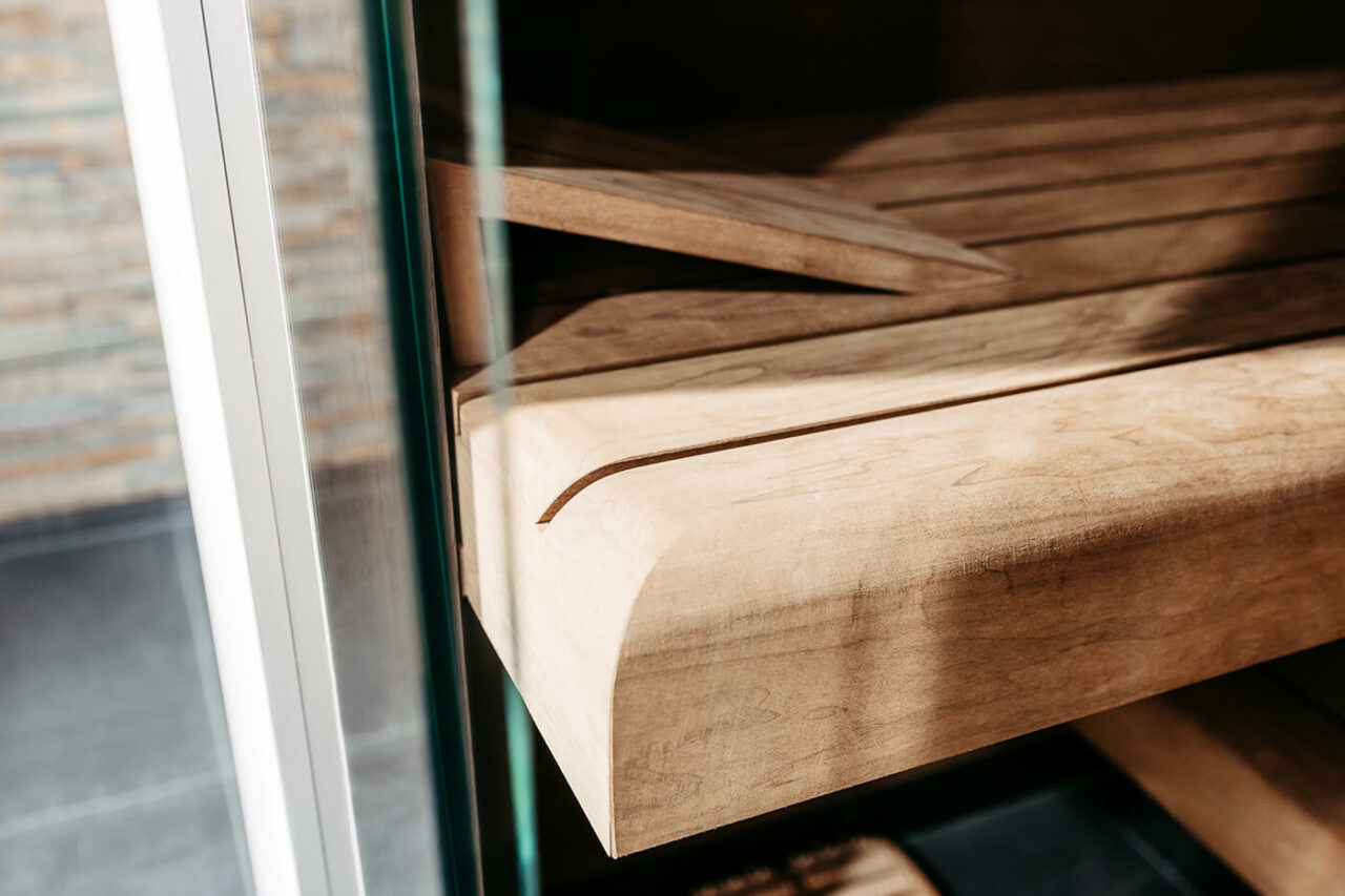 Design Sauna mit Ausblick 95 Sauna Massanfertigung Thermo Eiche 14 | corso saunamanufaktur
