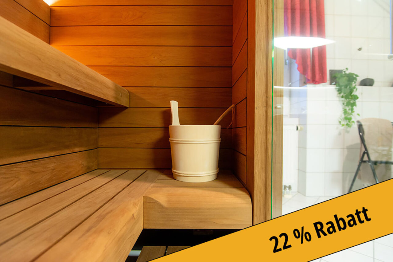 Sauna Abverkauf + Sauna Angebote 4 Outlet Sonderangebot Abverkauf 1-Person-Sauna mit Glas und indirekter Beleuchtung